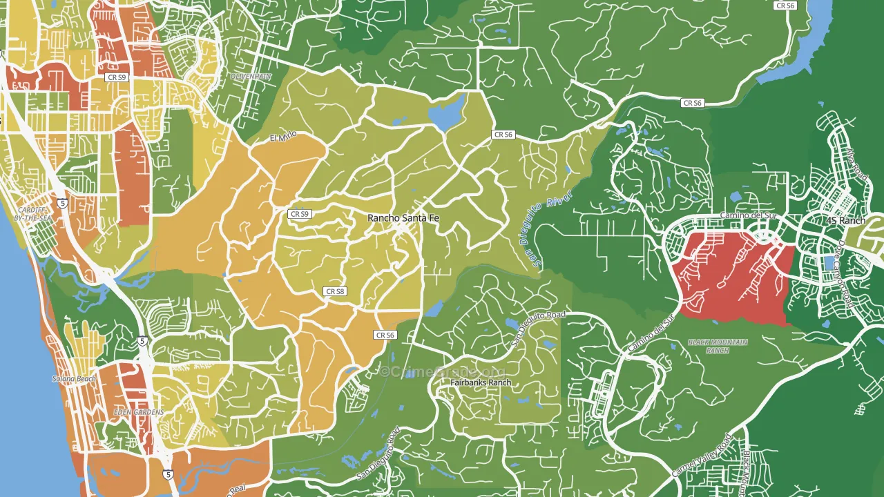 Rancho Santa Fe, CA Map of Assault Rates