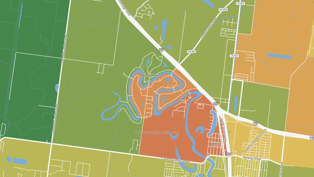 Rancho Viejo, TX Map of Assault Rates