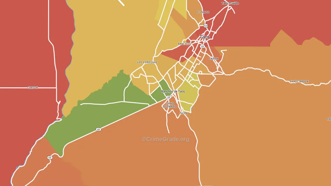 Ranchos de Taos, NM Map of Assault Rates