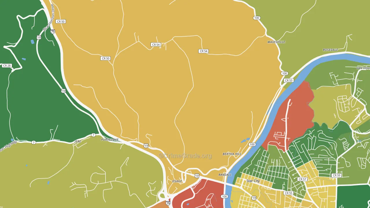 Randall, WV Map of Assault Rates