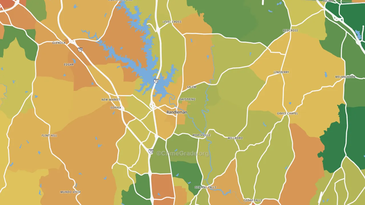 Randleman, NC Map of Assault Rates
