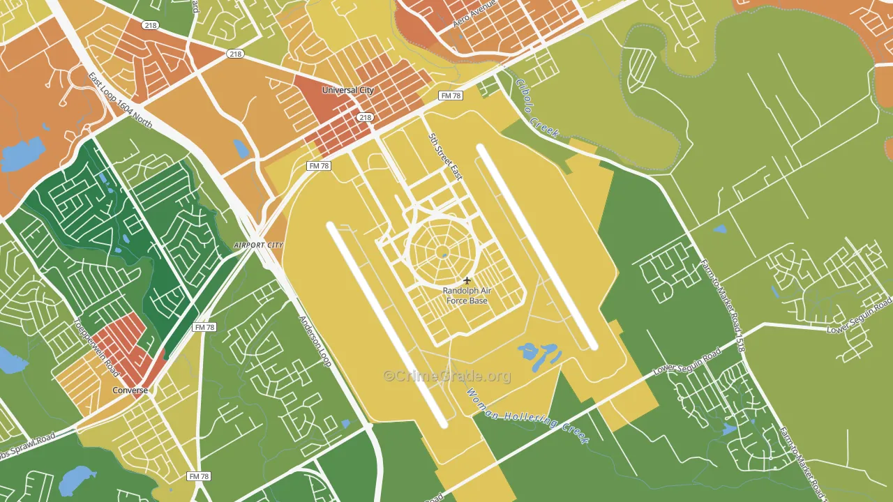 Randolph AFB, TX Map of Assault Rates
