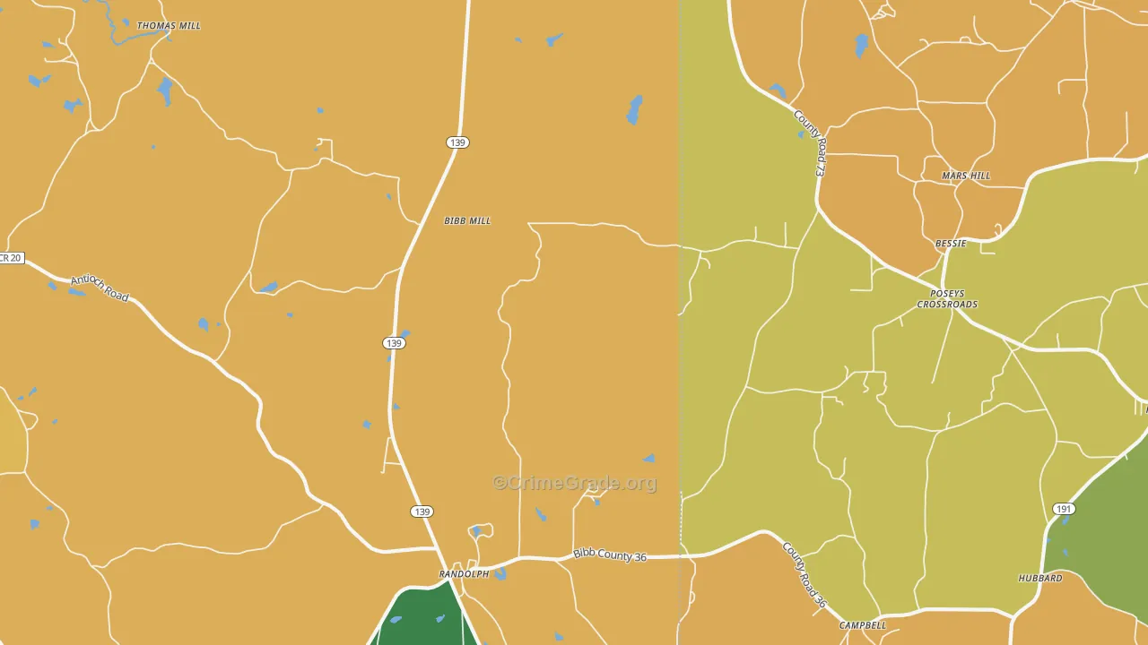 Randolph, AL Map of Assault Rates