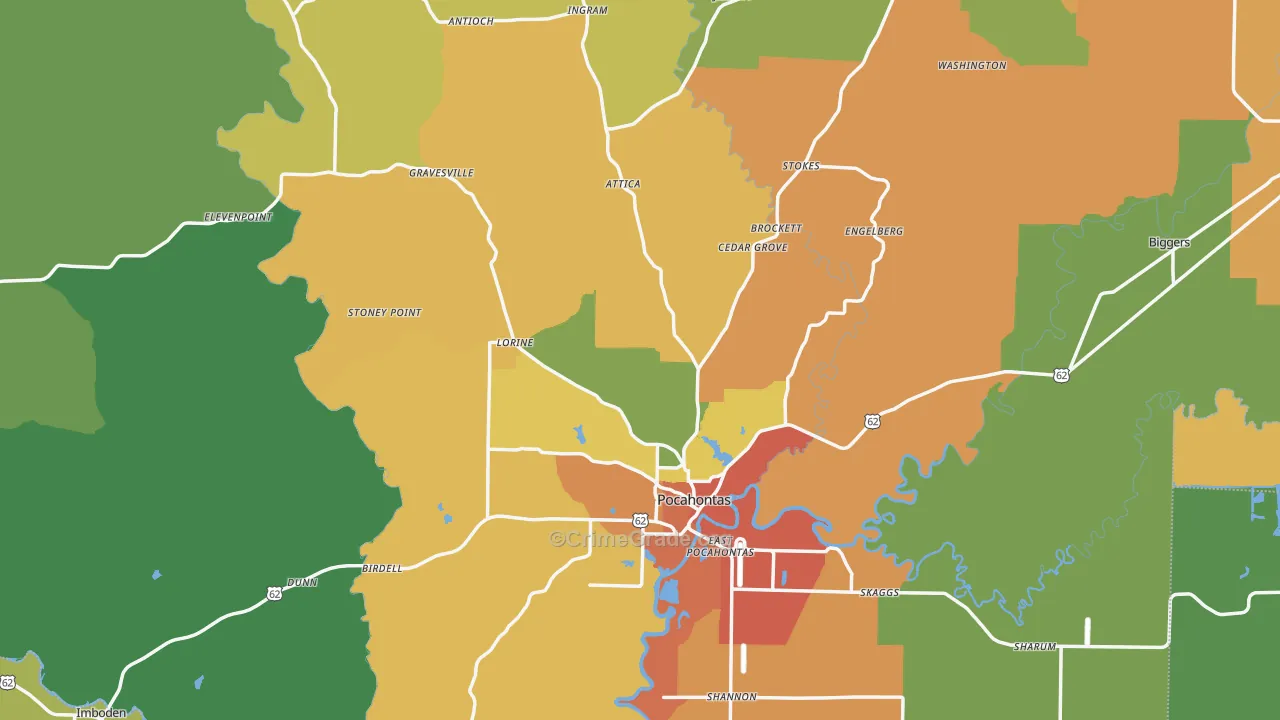 Randolph County, AR Map of Assault Rates
