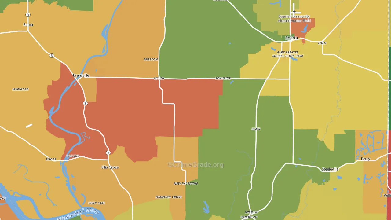 Randolph County, IL Map of Assault Rates