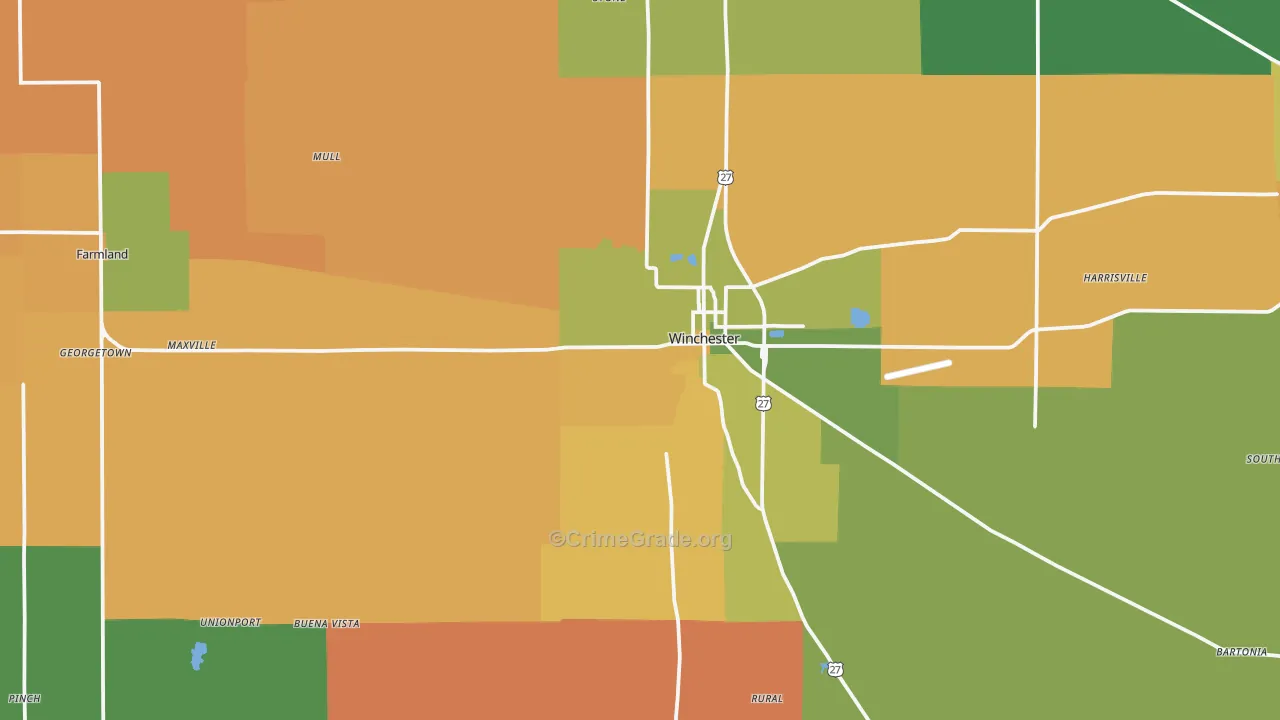 Randolph County, IN Map of Assault Rates