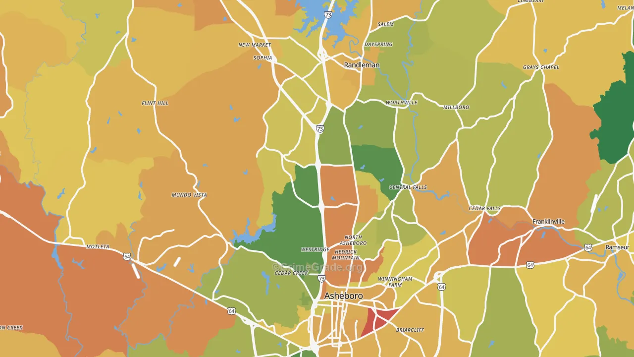 Randolph County, NC Map of Assault Rates