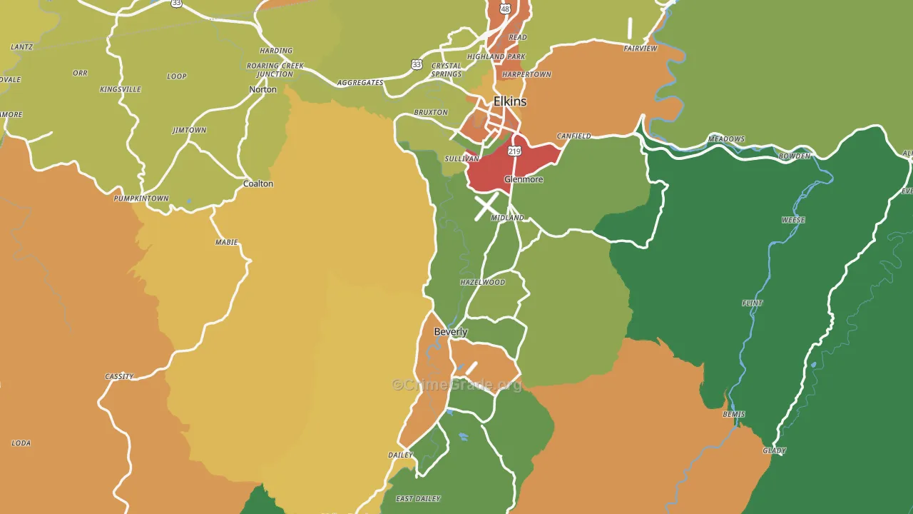 Randolph County, WV Map of Assault Rates