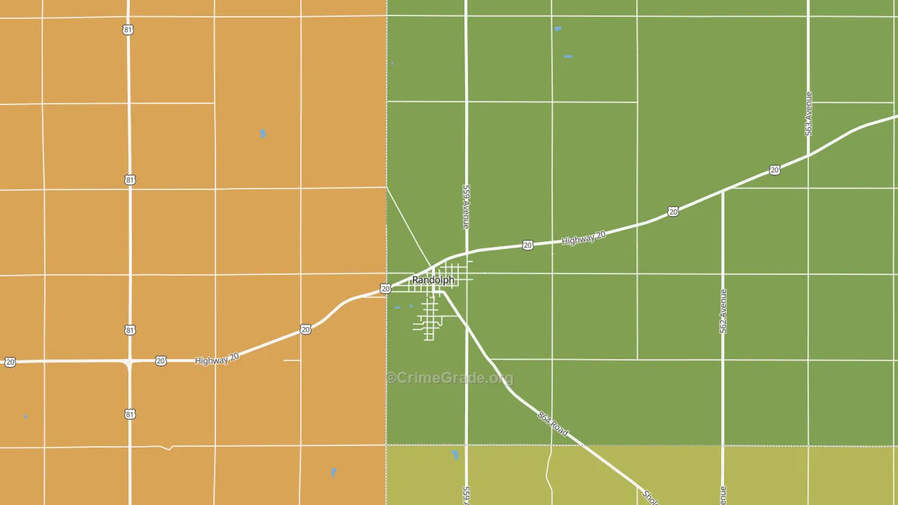 Randolph, NE Map of Assault Rates