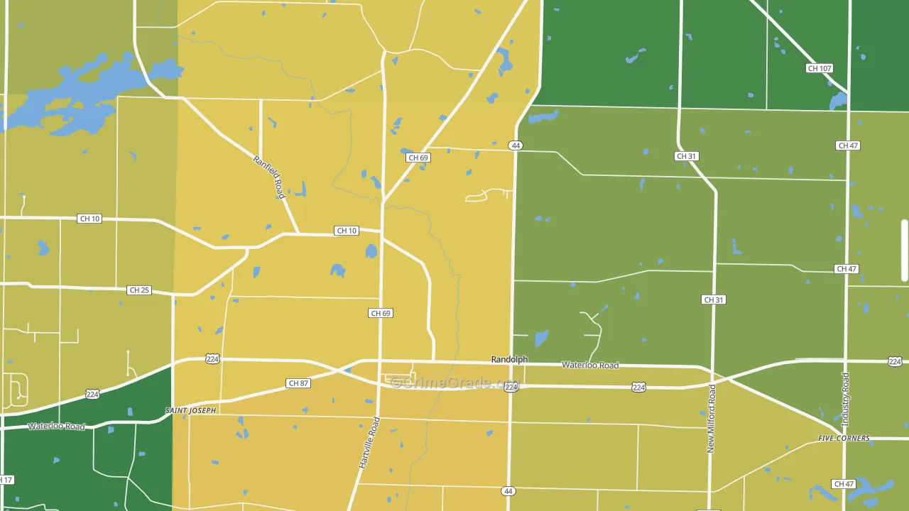 Randolph, OH Map of Assault Rates