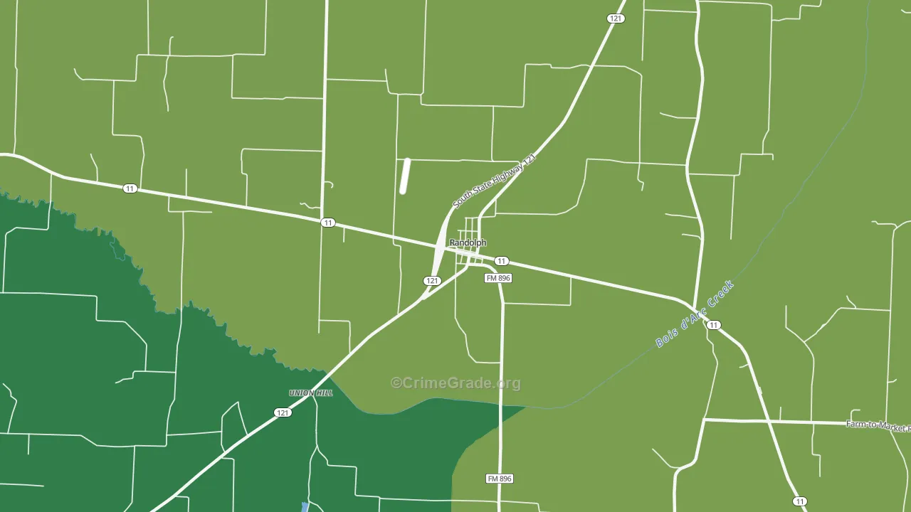 Randolph, TX Map of Assault Rates