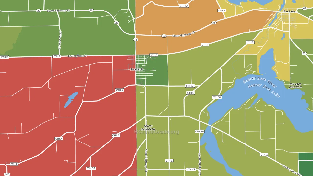 Randolph, WI Map of Assault Rates