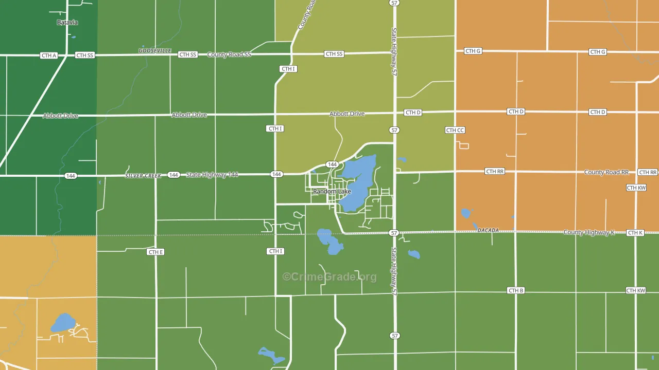Random Lake, WI Map of Assault Rates
