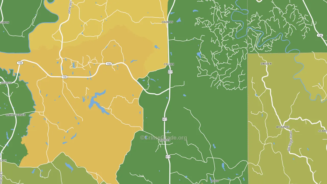 Ranger, GA Map of Assault Rates
