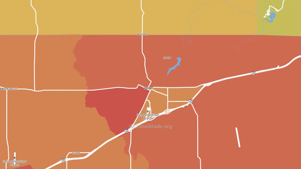 Ranger, TX Map of Assault Rates
