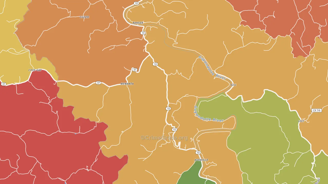 Ranger, WV Map of Assault Rates