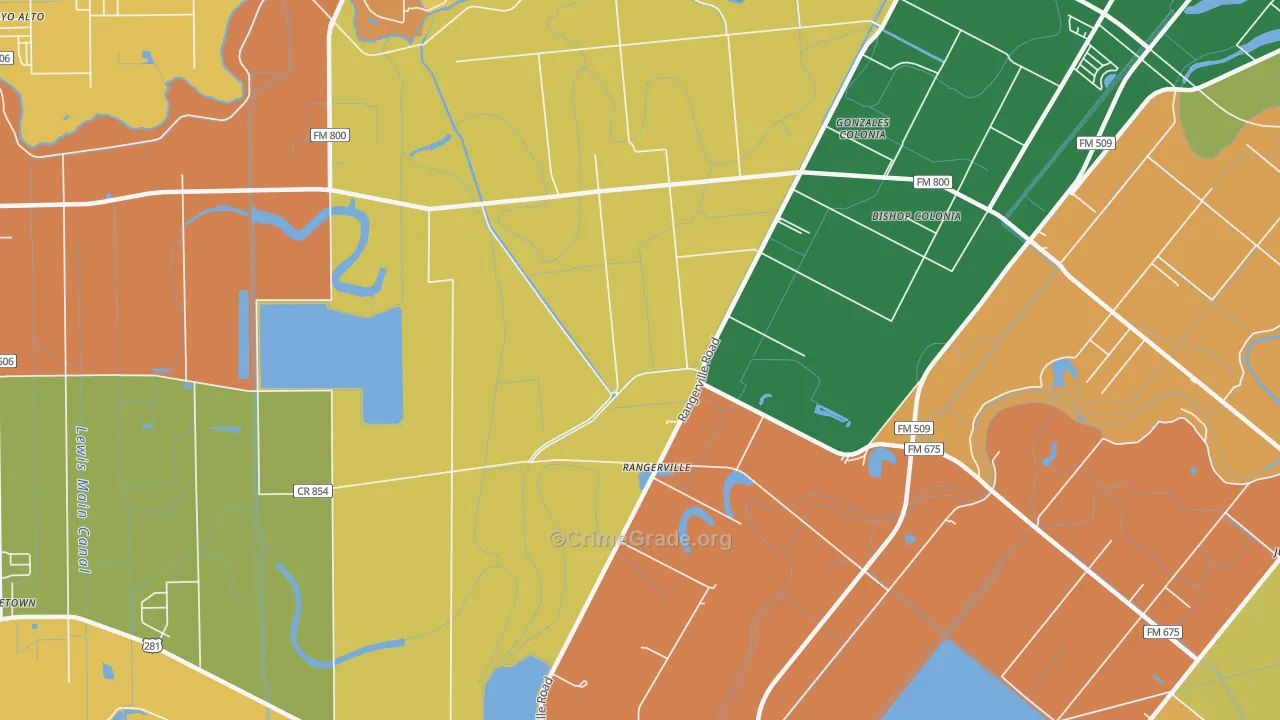 Rangerville, TX Map of Assault Rates