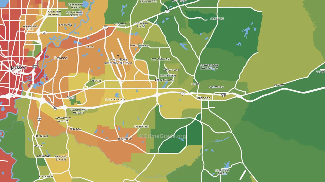 Rankin County, MS Map of Assault Rates