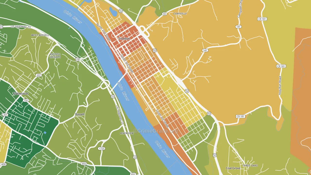 Rankin Historic District, Ironton, OH Map of Assault Rates