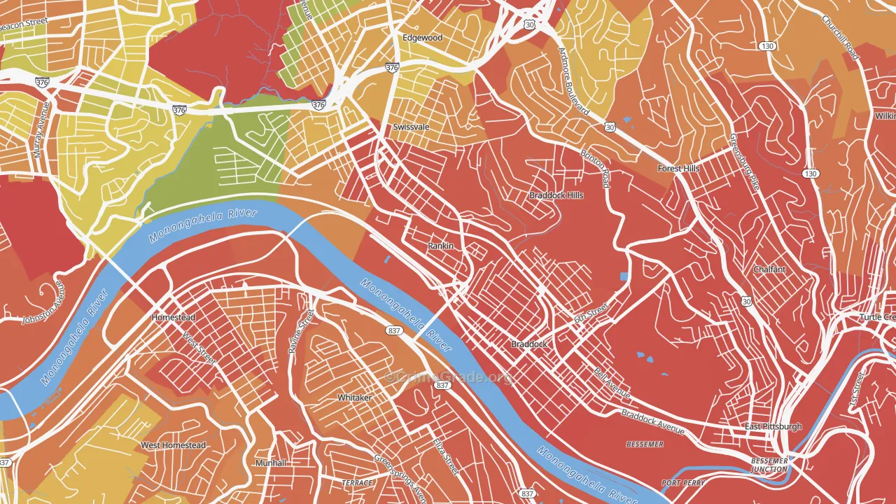 Rankin, PA Map of Assault Rates