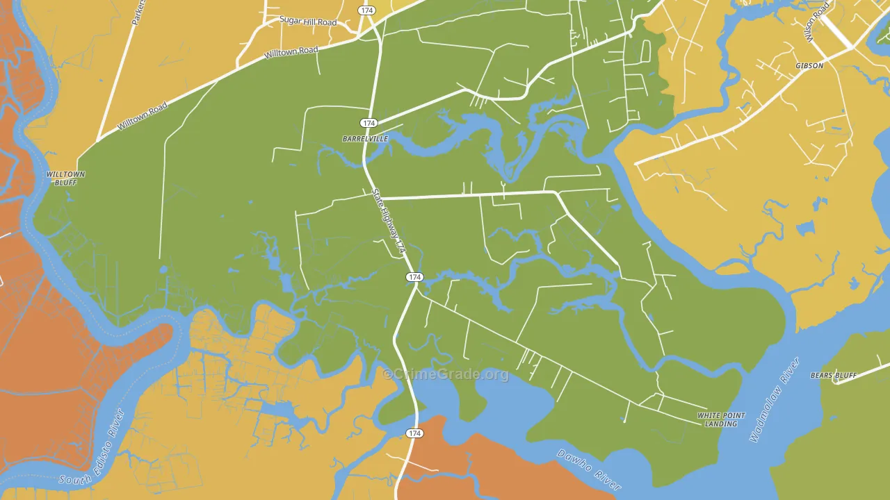 Rantowles, SC Map of Assault Rates
