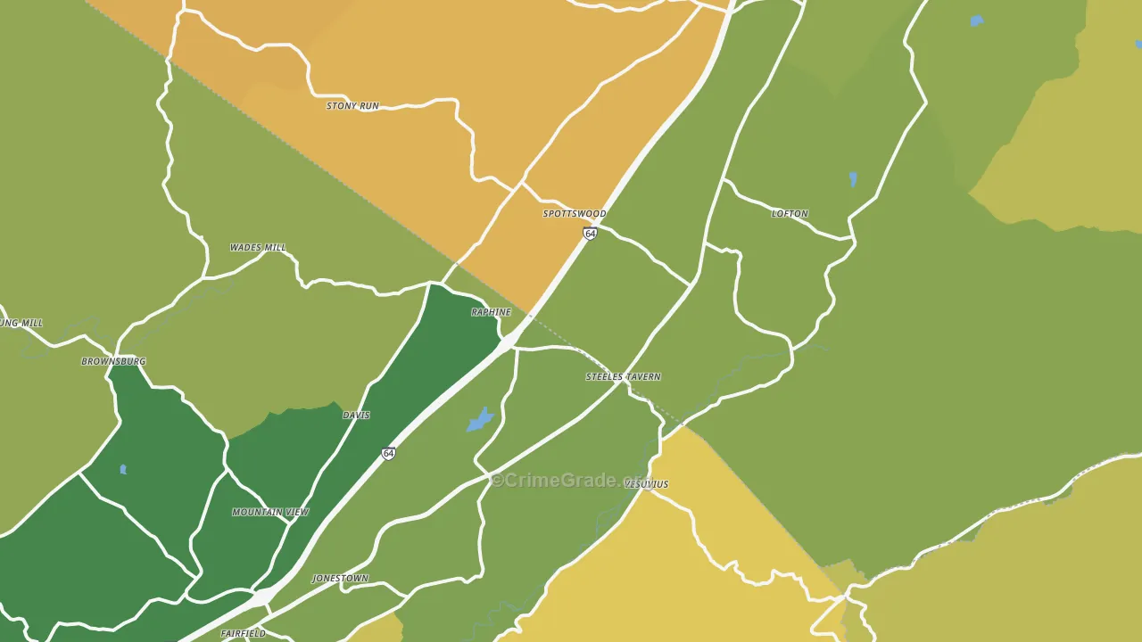 Raphine, VA Map of Assault Rates