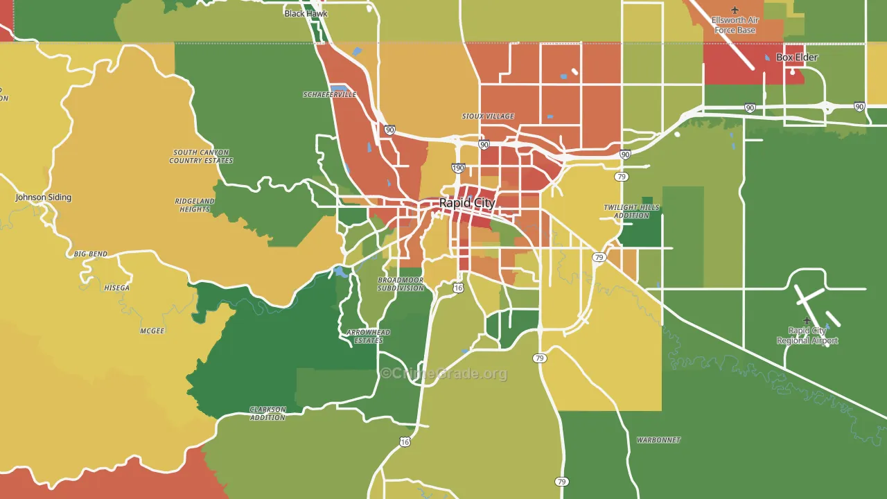 Rapid City, SD Map of Assault Rates
