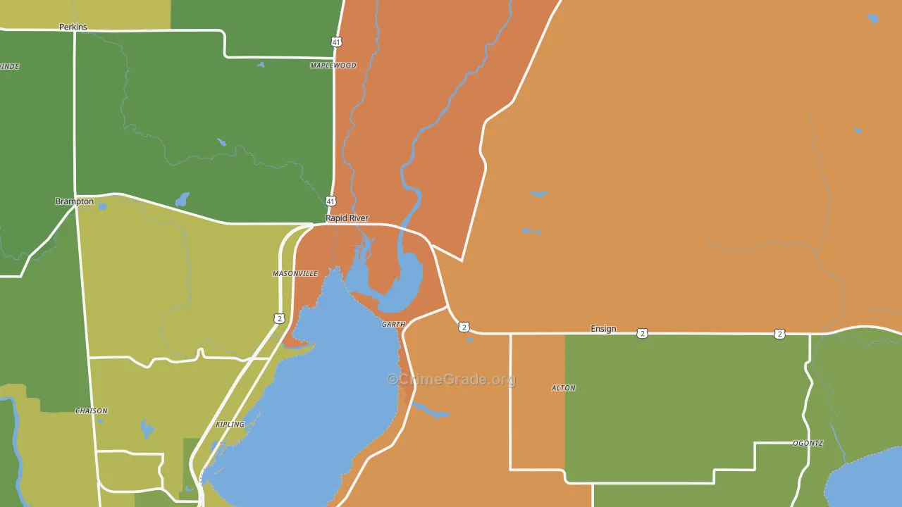 Rapid River, MI Map of Assault Rates