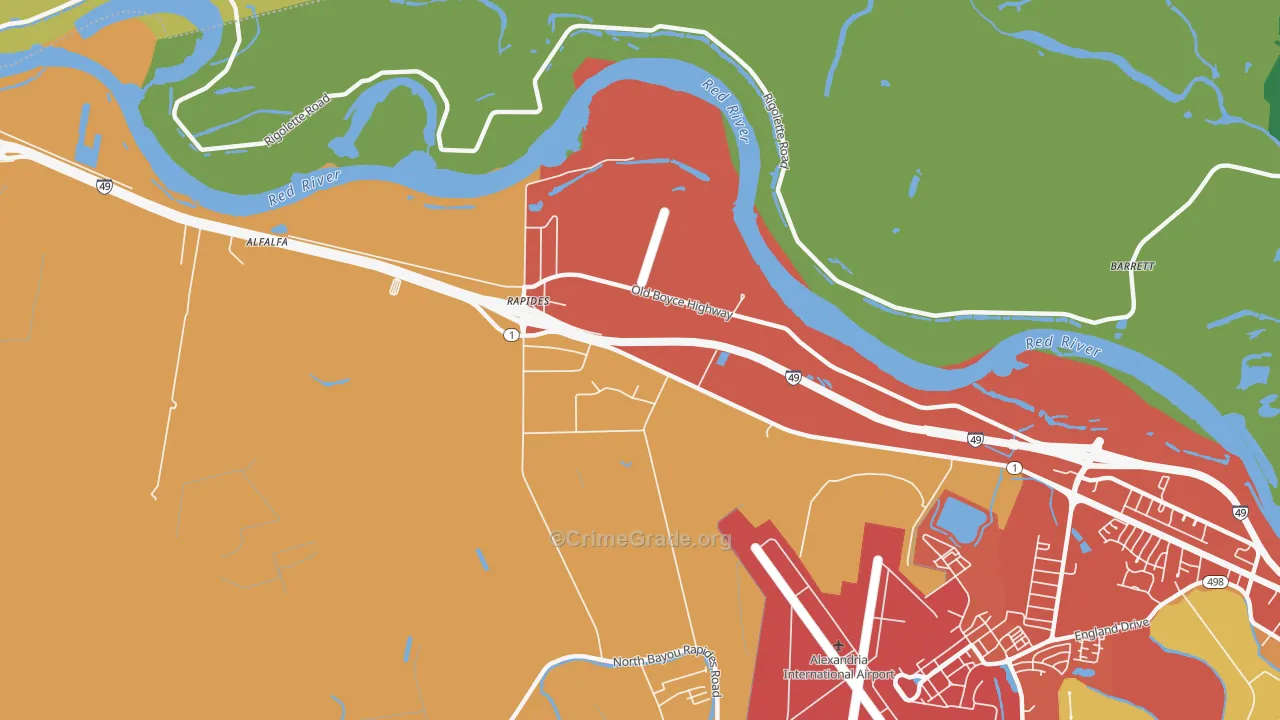 Rapides, LA Map of Assault Rates