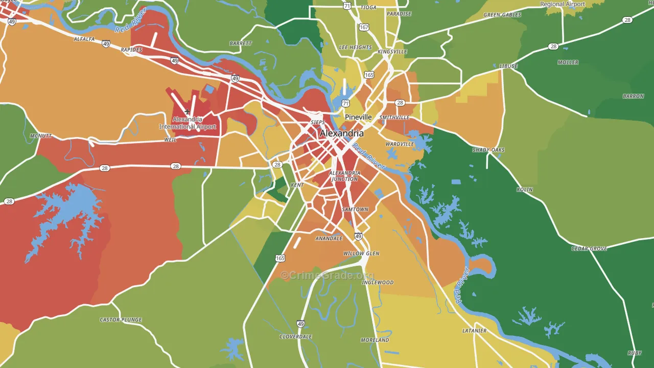 Rapides Parish, LA Map of Assault Rates