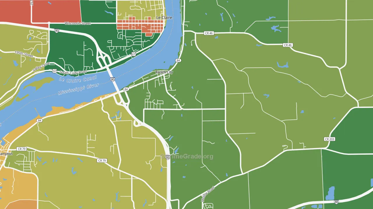 Rapids City, IL Map of Assault Rates