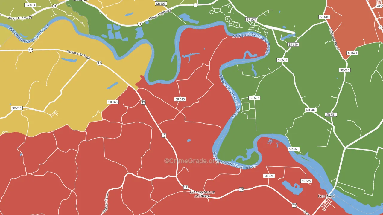 Rappahannock Academy, VA Map of Assault Rates