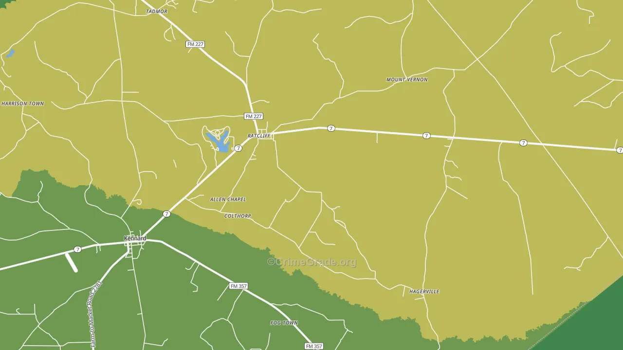 Ratcliff, TX Map of Assault Rates