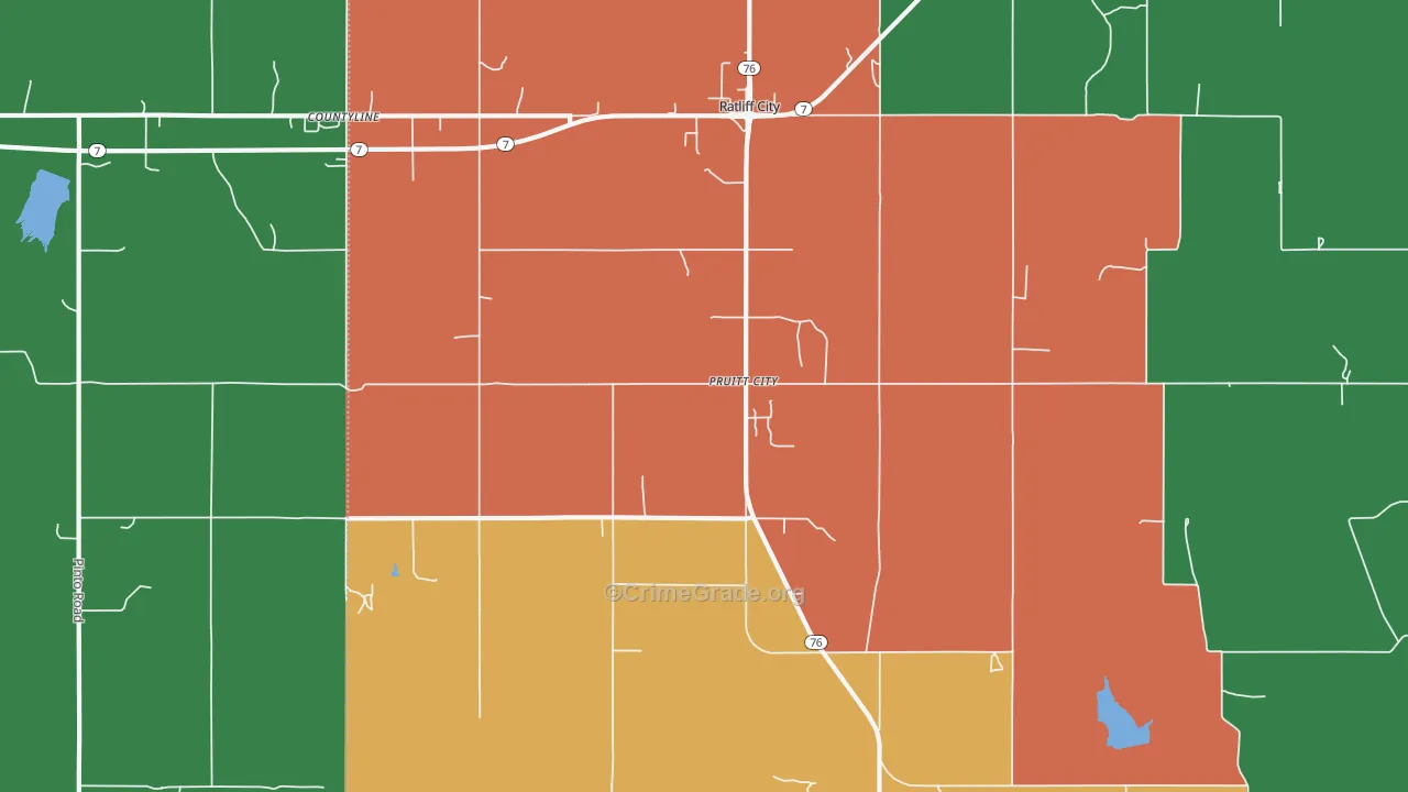 Ratliff City, OK Map of Assault Rates