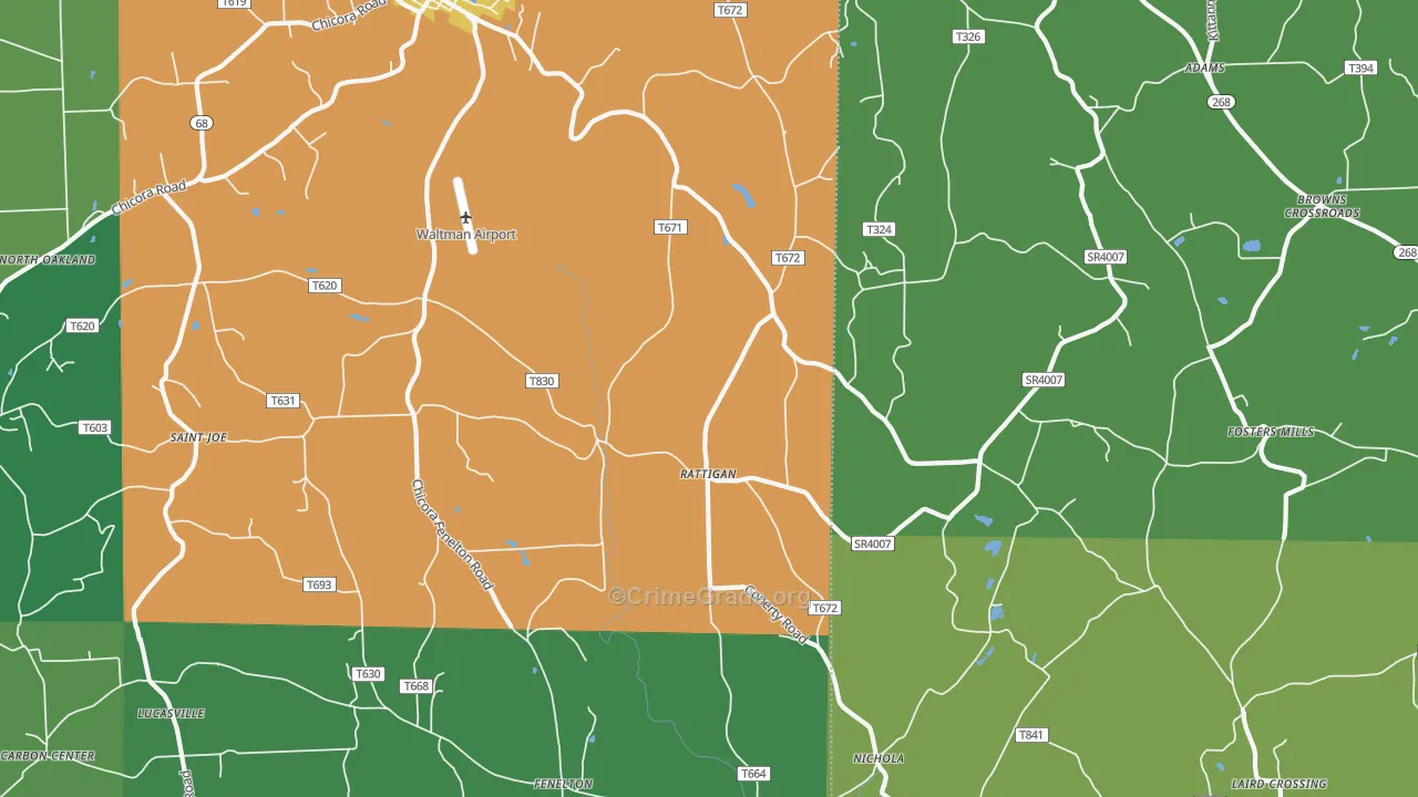 Rattigan, PA Map of Assault Rates