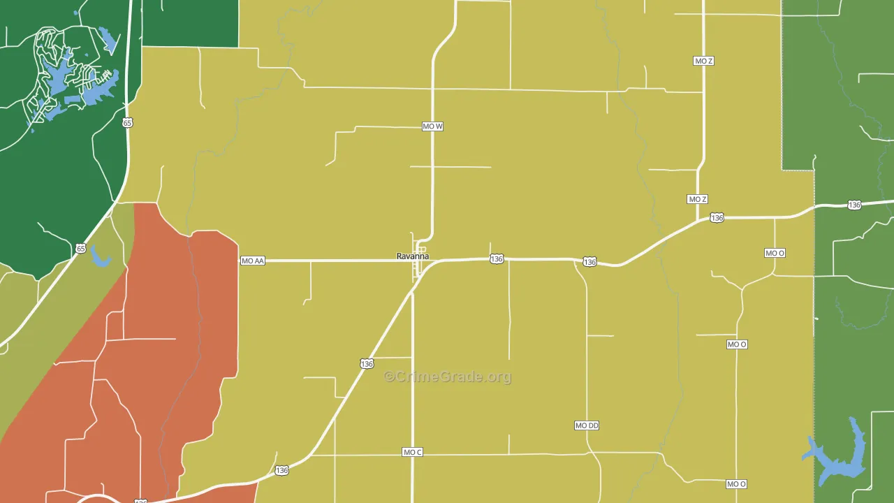 Ravanna, MO Map of Assault Rates