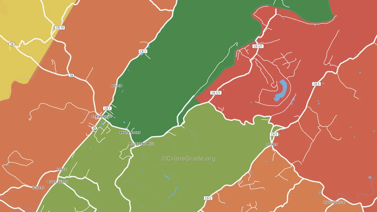 Raven Rocks, WV Map of Assault Rates