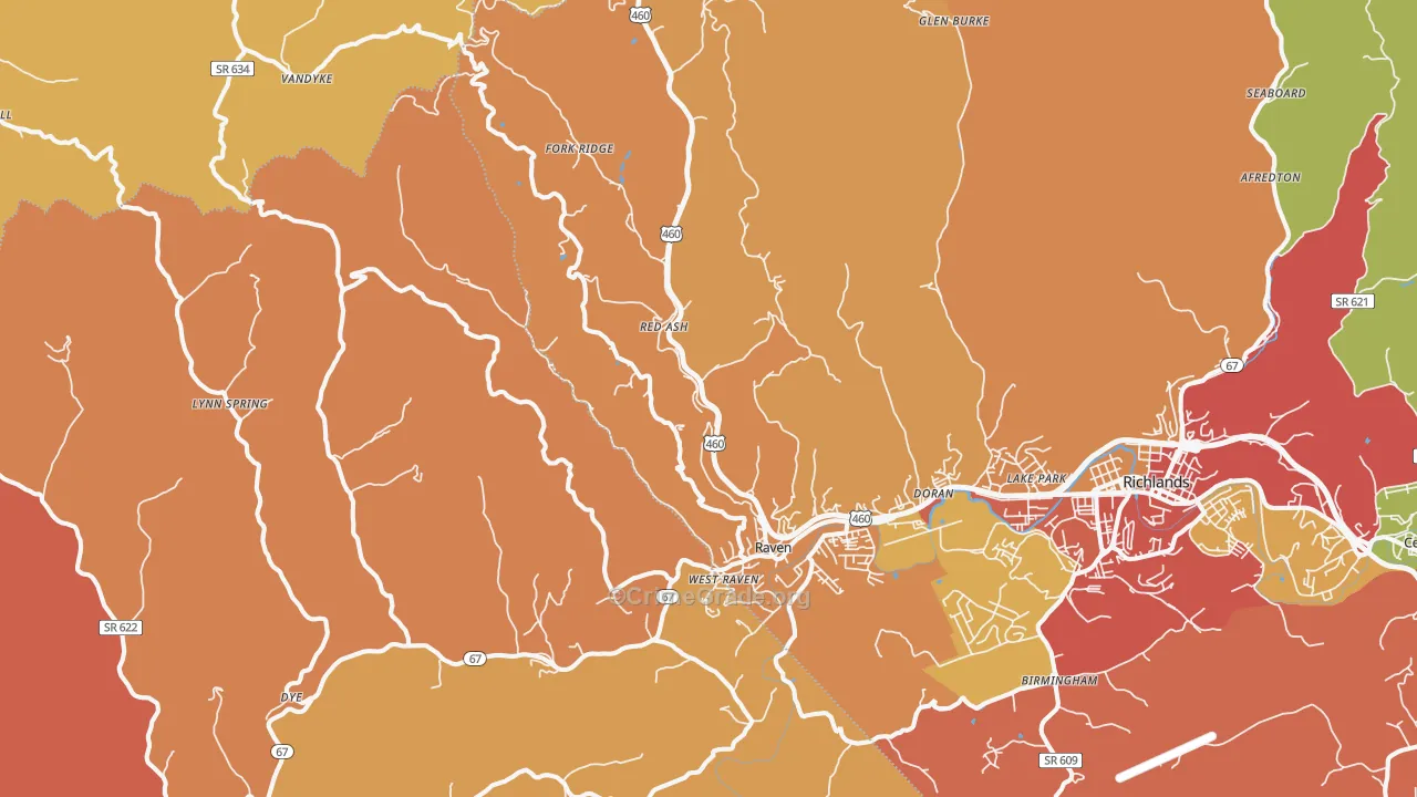 Raven, VA Map of Assault Rates
