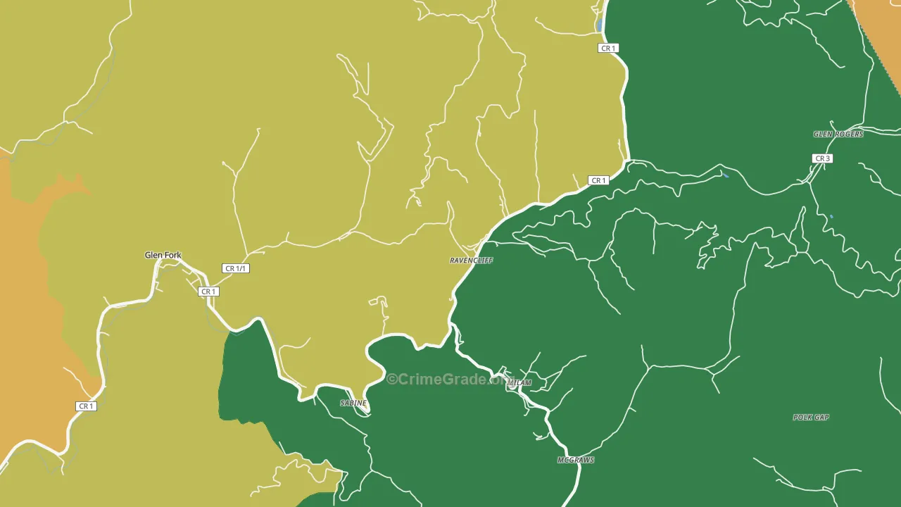 Ravencliff, WV Map of Assault Rates