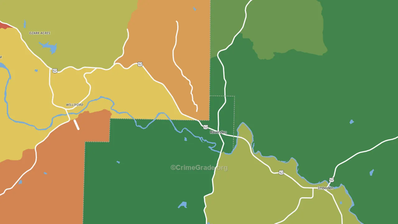 Ravenden, AR Map of Assault Rates