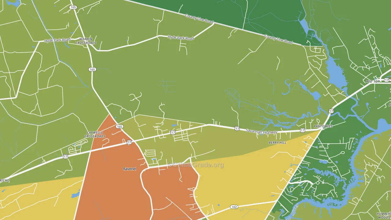 Ravenel, SC Map of Assault Rates