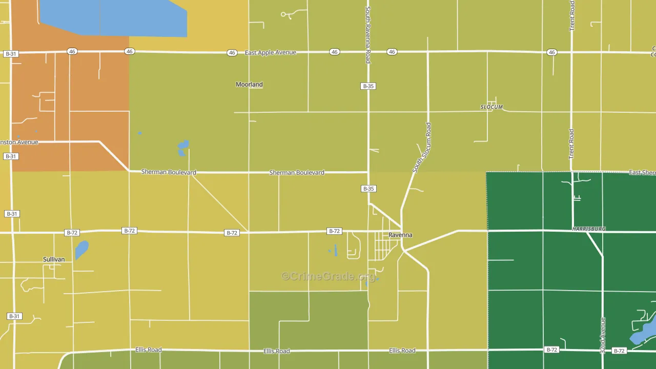 Ravenna, MI Map of Assault Rates