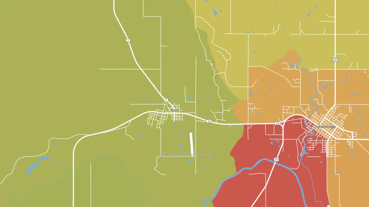 Ravia, OK Map of Assault Rates