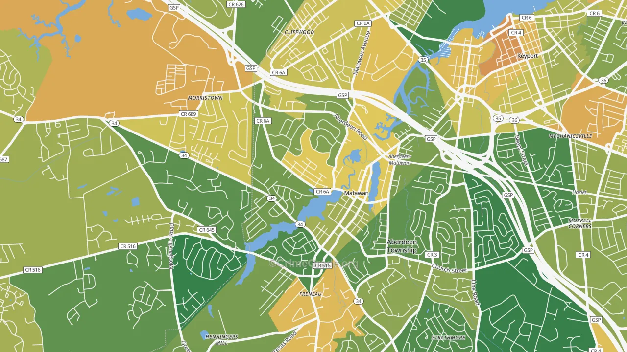 Ravine Gardens, Matawan, NJ Map of Assault Rates