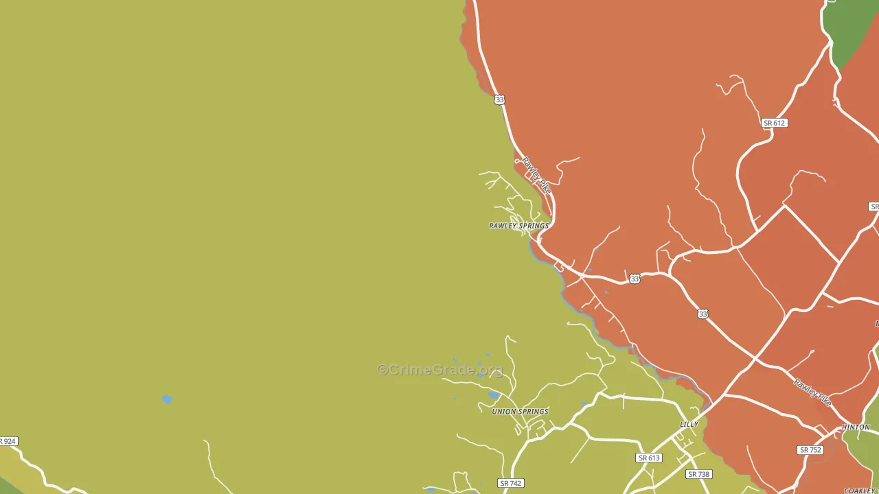 Rawley Springs, VA Map of Assault Rates