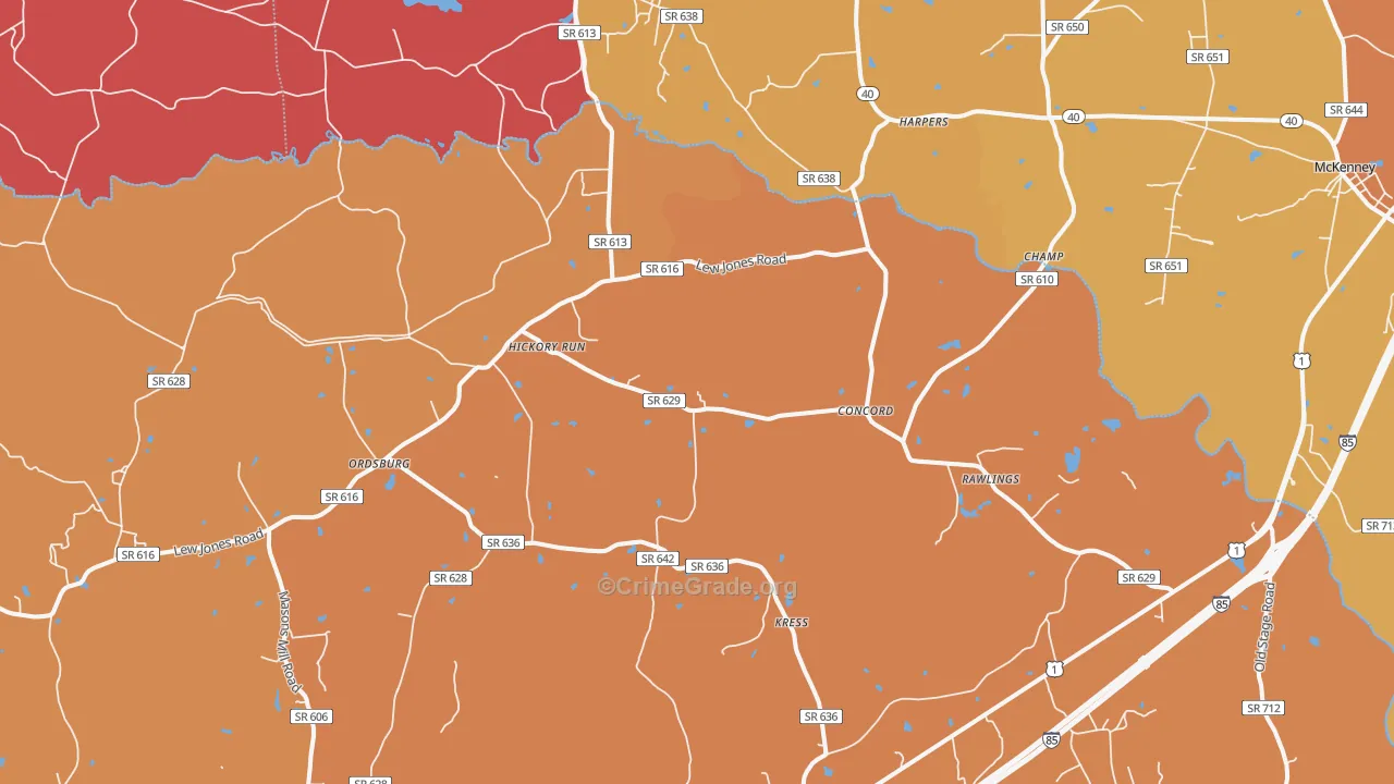 Rawlings, VA Map of Assault Rates