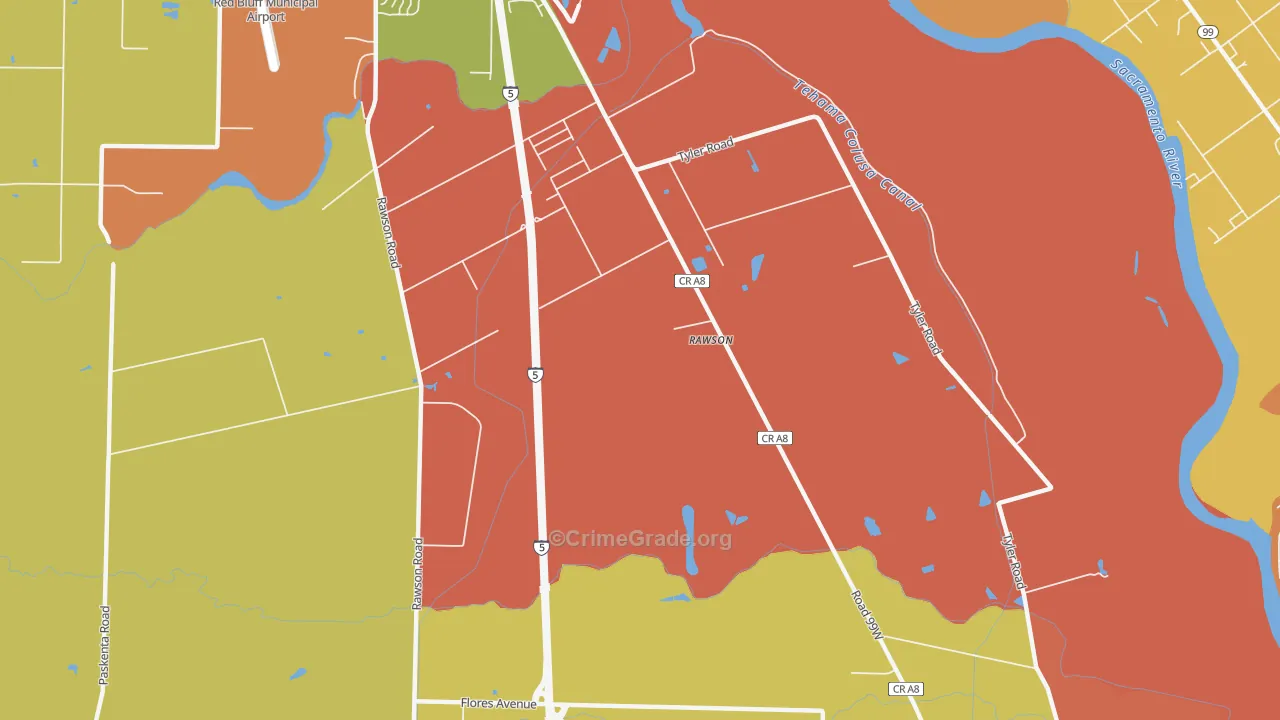 Rawson, CA Map of Assault Rates