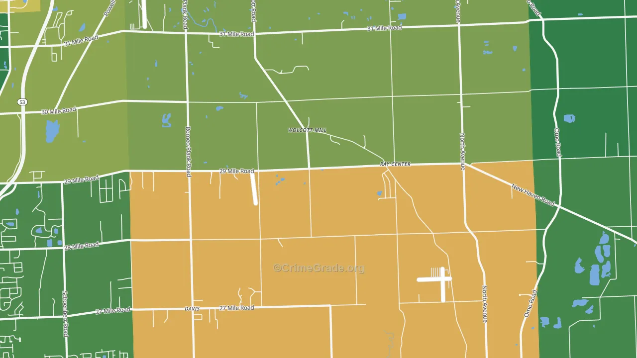 Ray, MI Map of Assault Rates