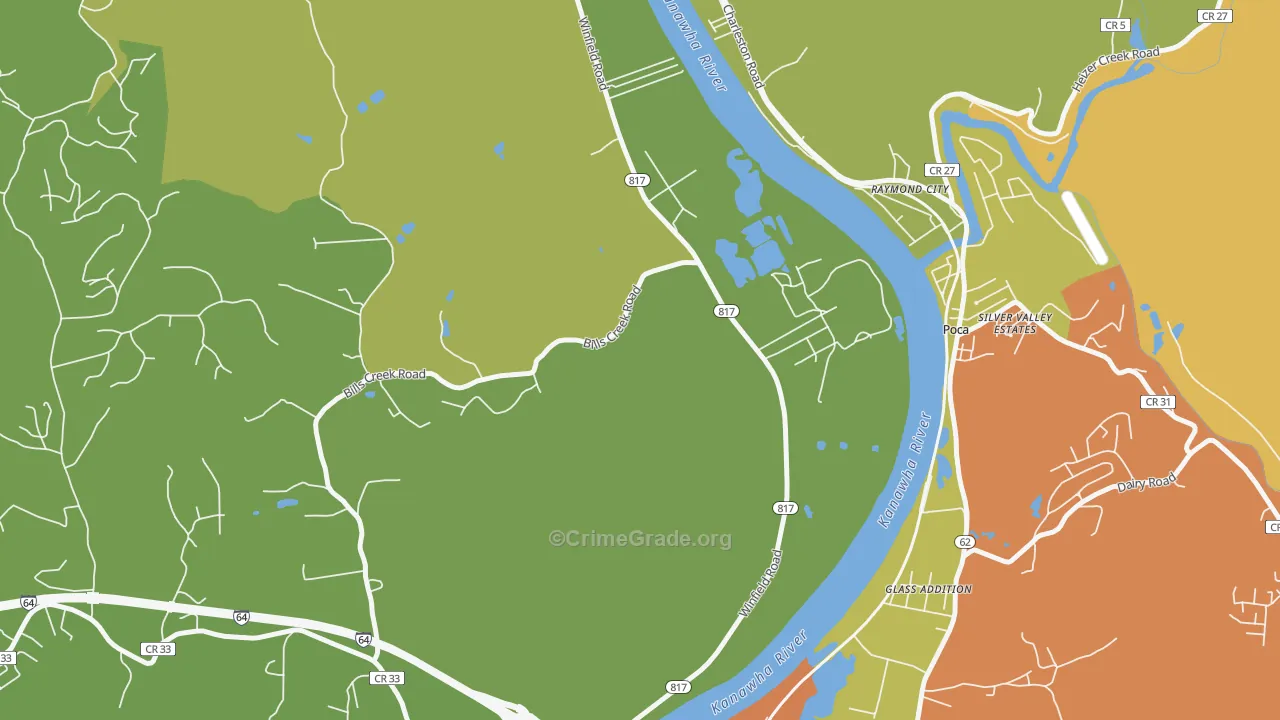 Raymond City, WV Map of Assault Rates