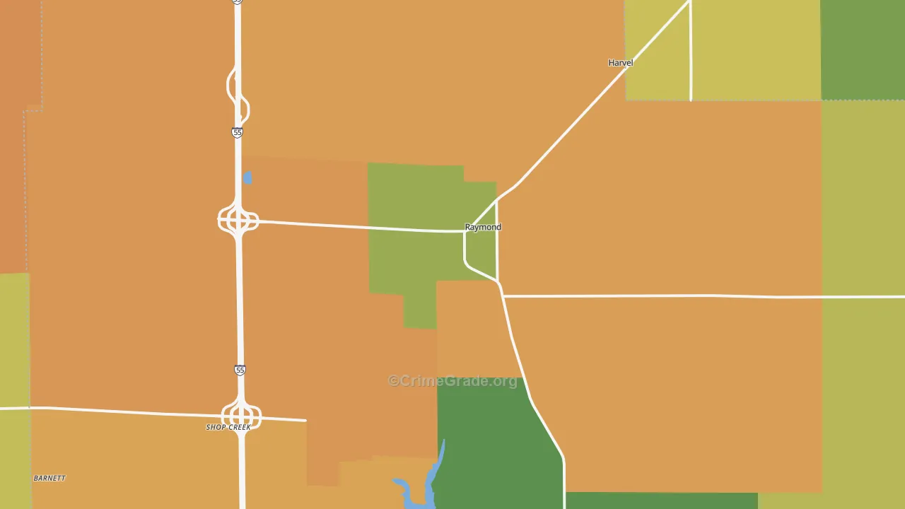 Raymond, IL Map of Assault Rates